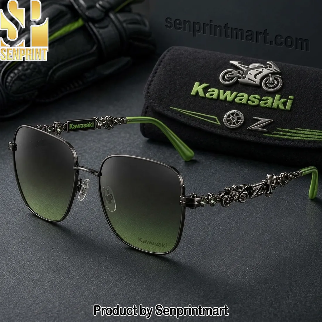 Kawasaki Z Series Motorcycle Rhinestone Gradient Sunglasses