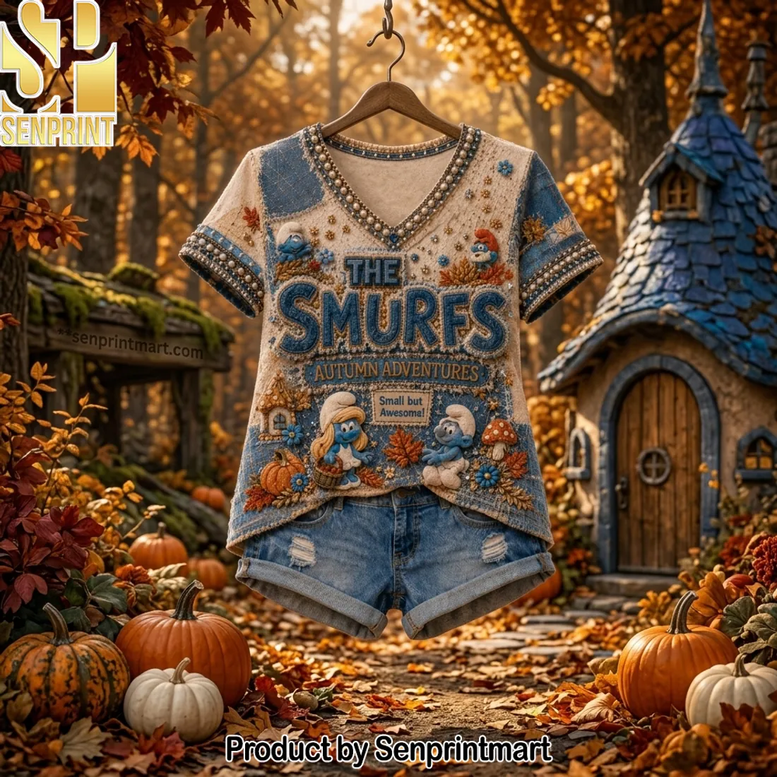 The Smurfs Autumn Adventures Premium V-neck Shirt