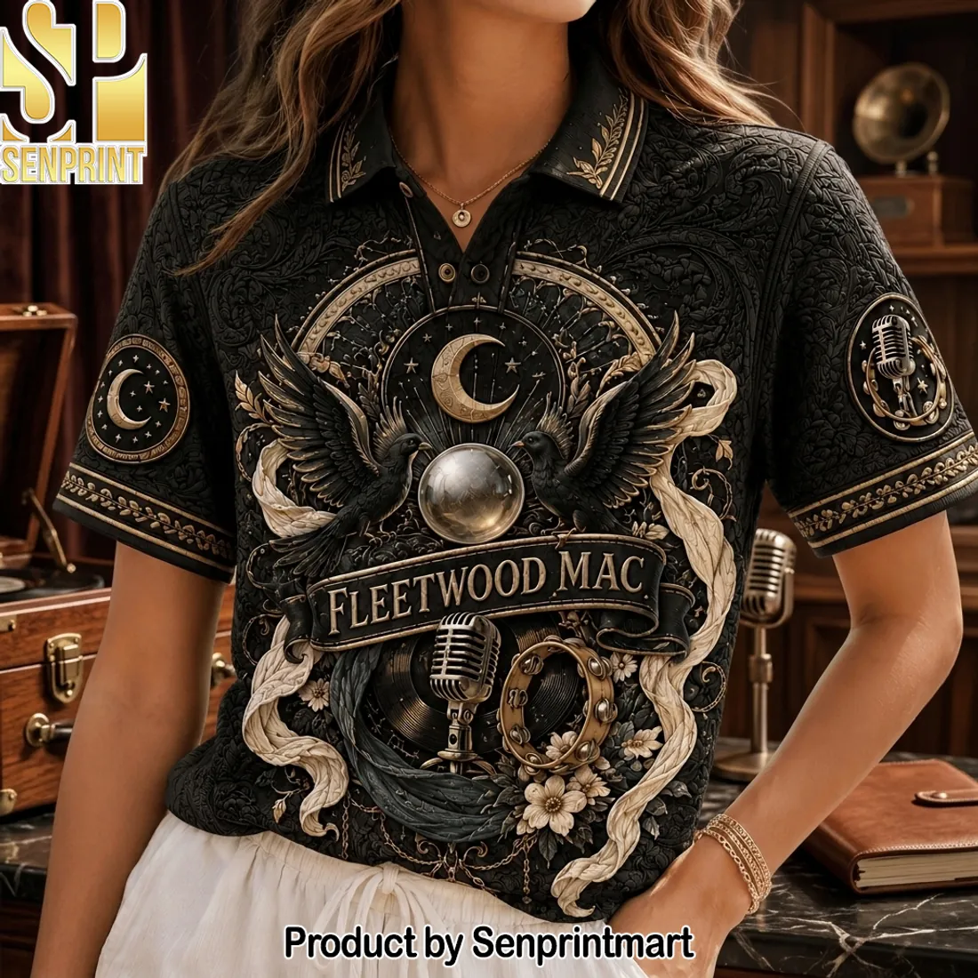 Fleetwood Mac Vintage Mystical Embossed Polo Shirt