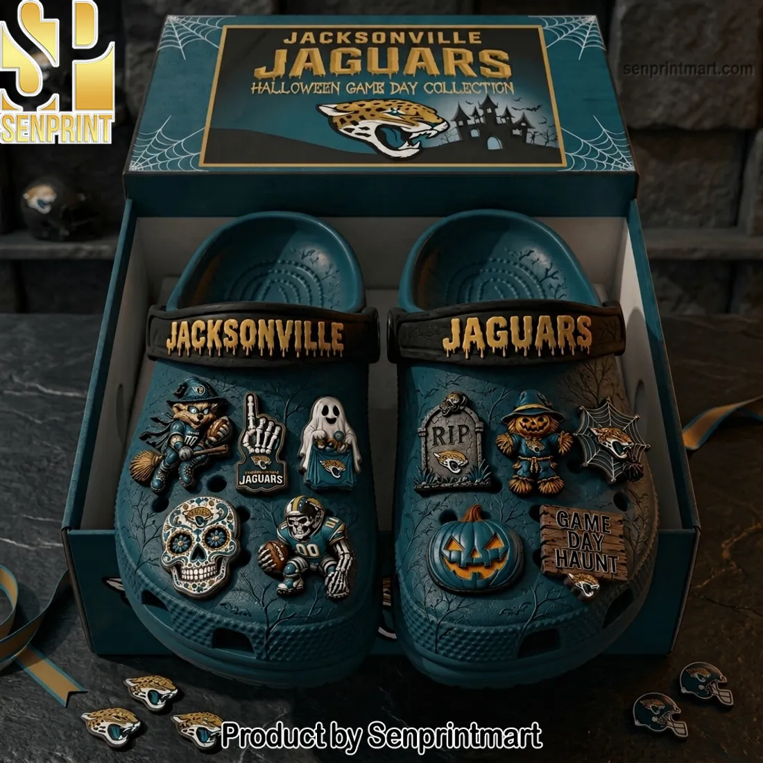 Jacksonville Jaguars Halloween Game Day Collection Premium Clogs