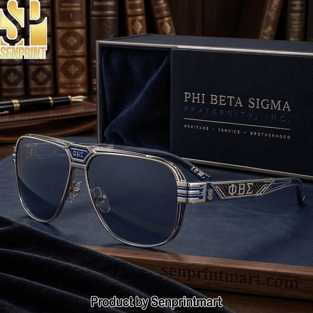 Phi Beta Sigma ΦΒΣ Premium Fraternity Blue & Silver Sunglasses