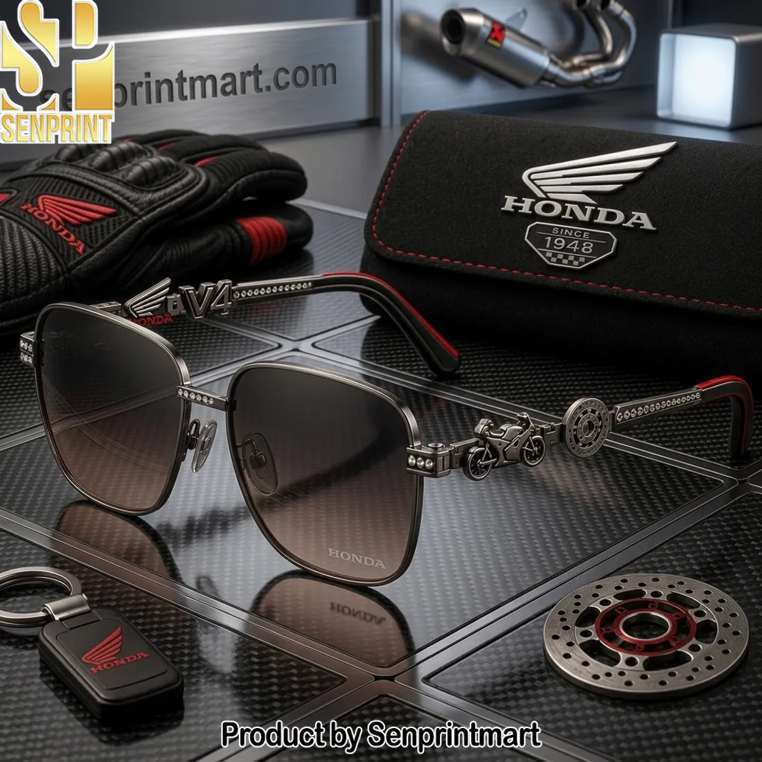 Honda V4 Motorcycle Premium Crystal Sunglasses
