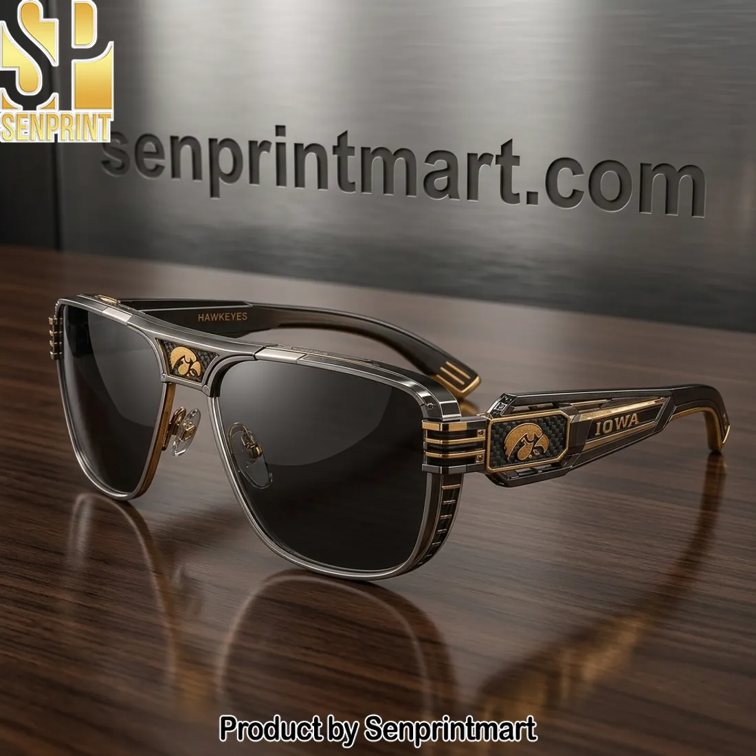 Iowa Hawkeyes Premium Gold Accent Luxury Sport Sunglasses