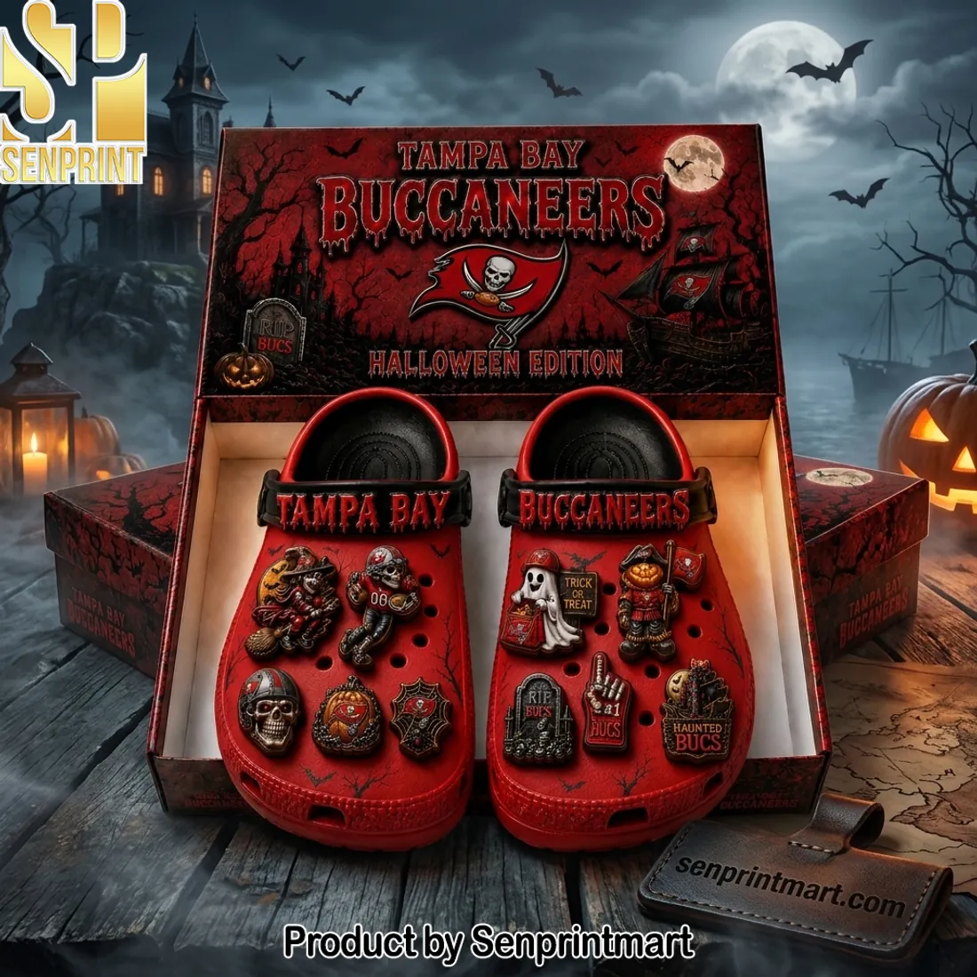 Tampa Bay Buccaneers Halloween Edition Red Clogs