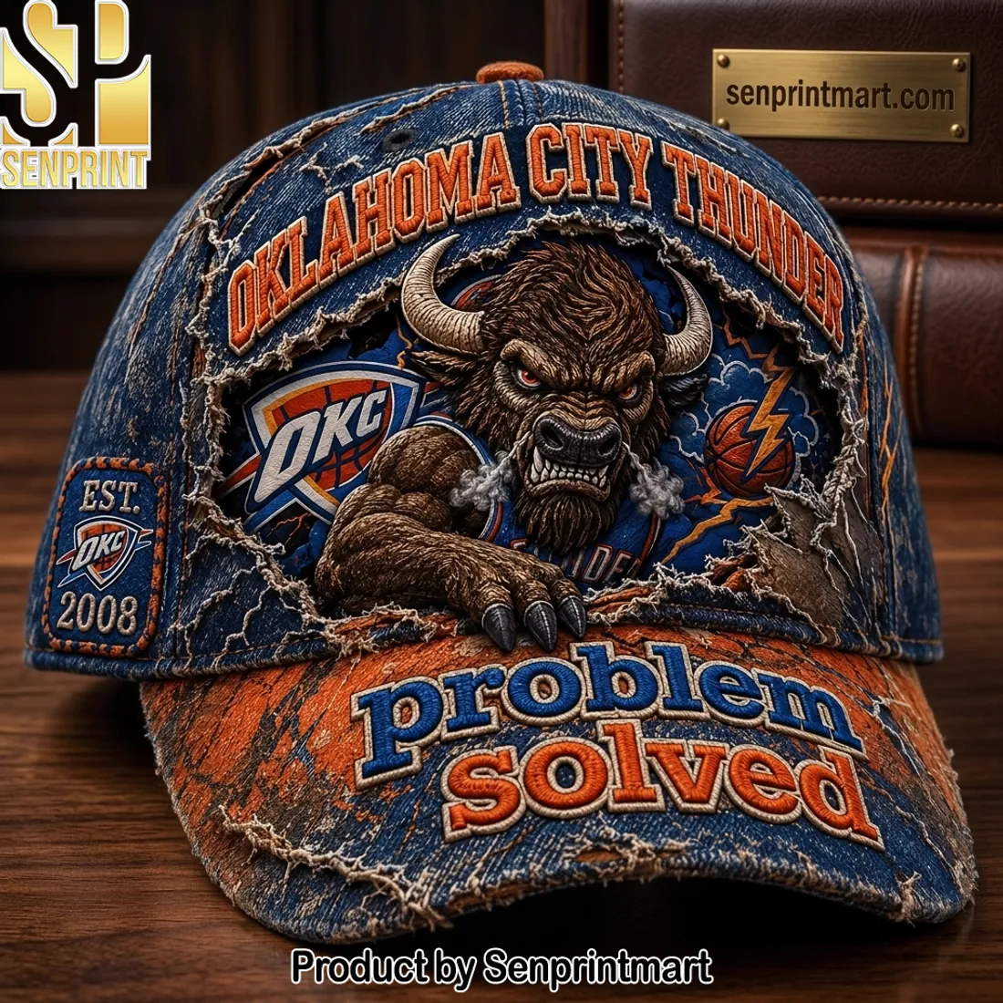 Oklahoma City Thunder Distressed Denim “Problem Solved” Baseball Cap