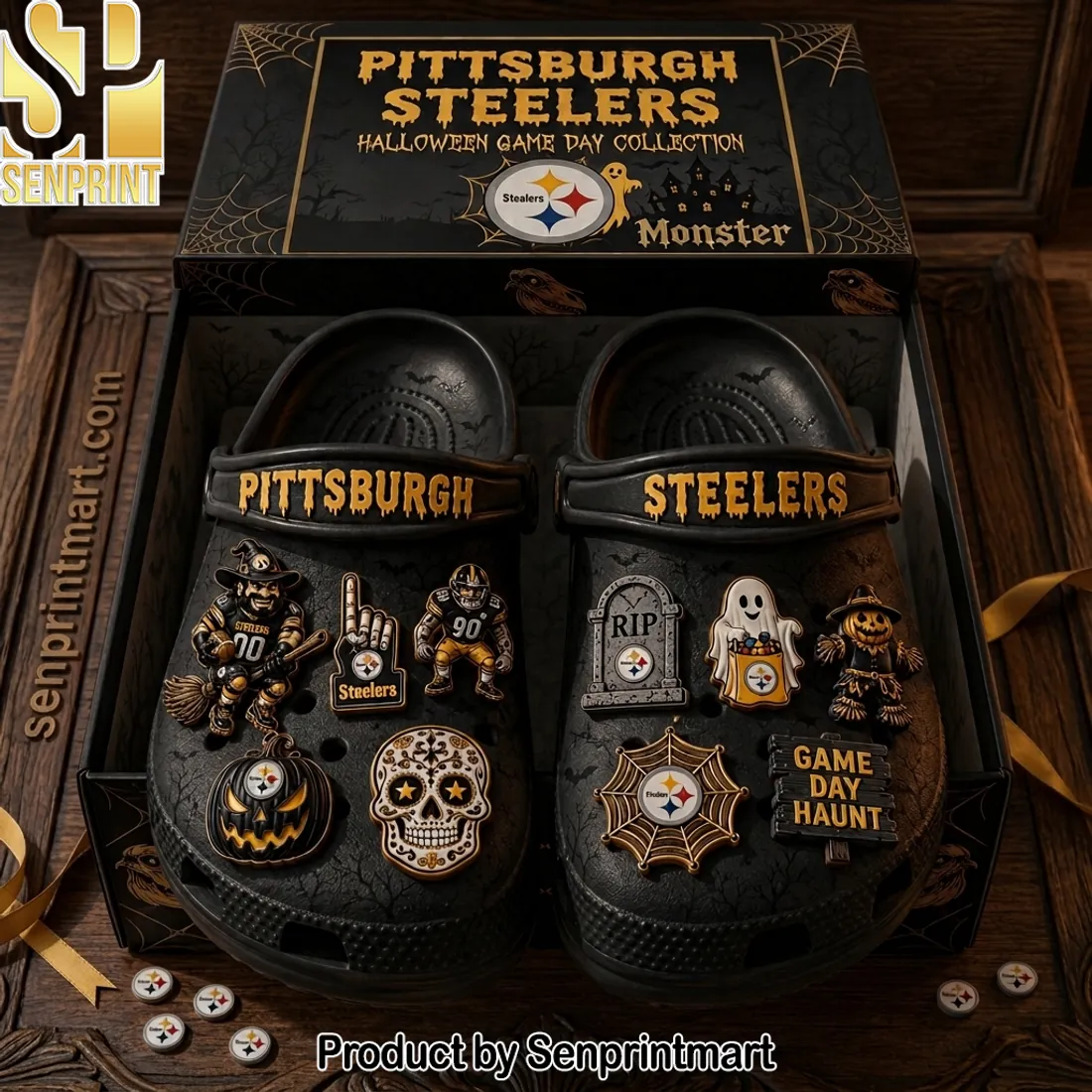 Pittsburgh Steelers Halloween Game Day Collection Spooky Clogs