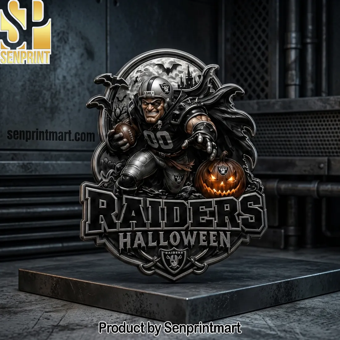 Las Vegas Raiders Halloween Premium 3D Metallic Car Badge