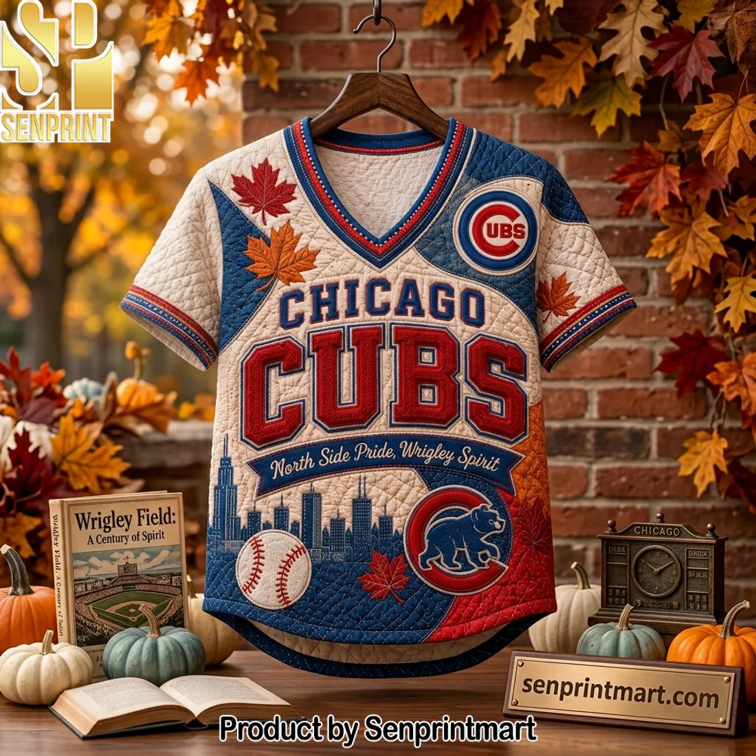 Chicago Cubs Quilted V-neck North Side Pride Shirt