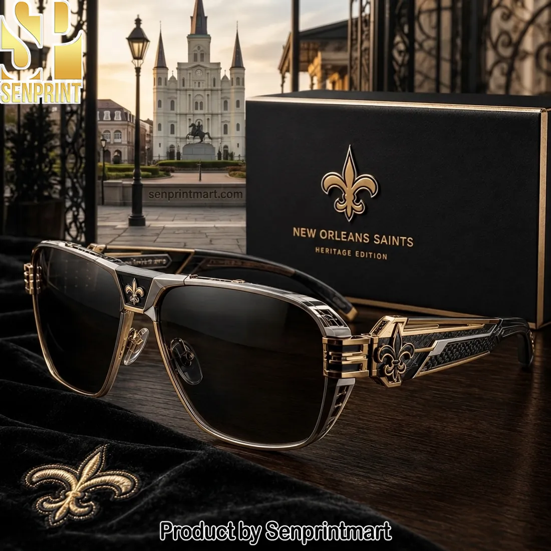 New Orleans Saints Heritage Edition Premium Gold Fleur de Lis Sunglasses