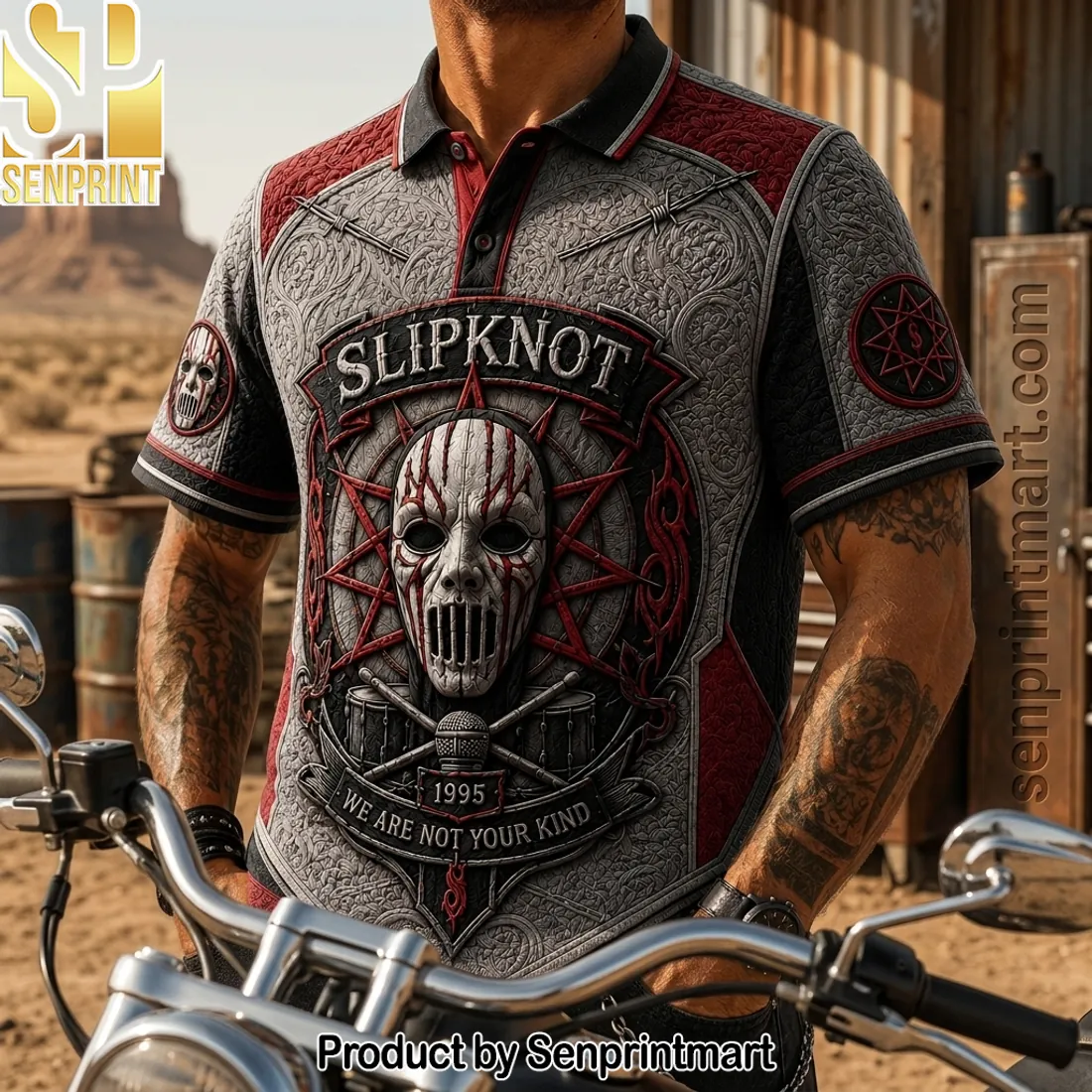 SLIPKNOT We Are Not Your Kind Mask Embossed Polo Shirt