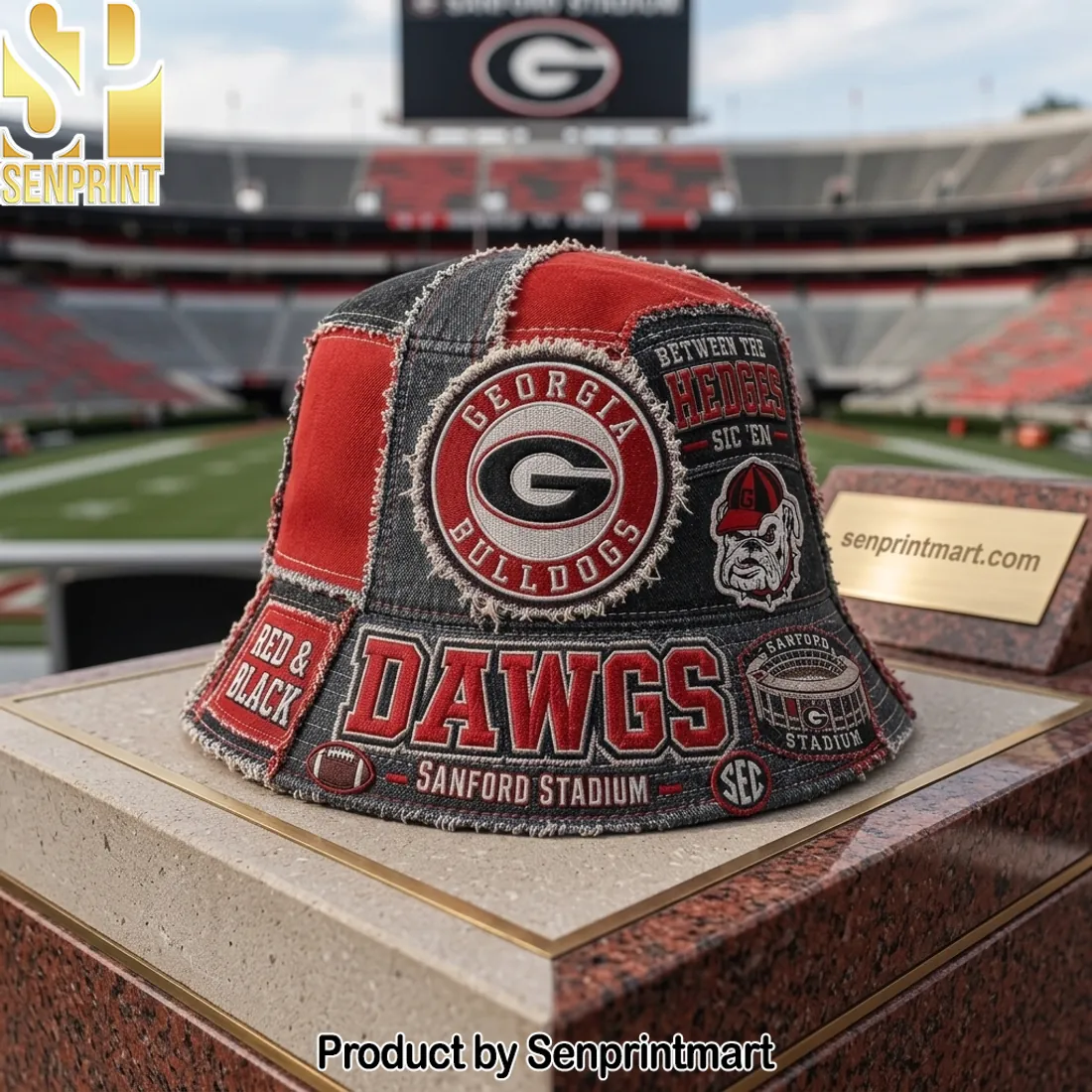 Georgia Bulldogs Patchwork Sanford Stadium Bucket Hat