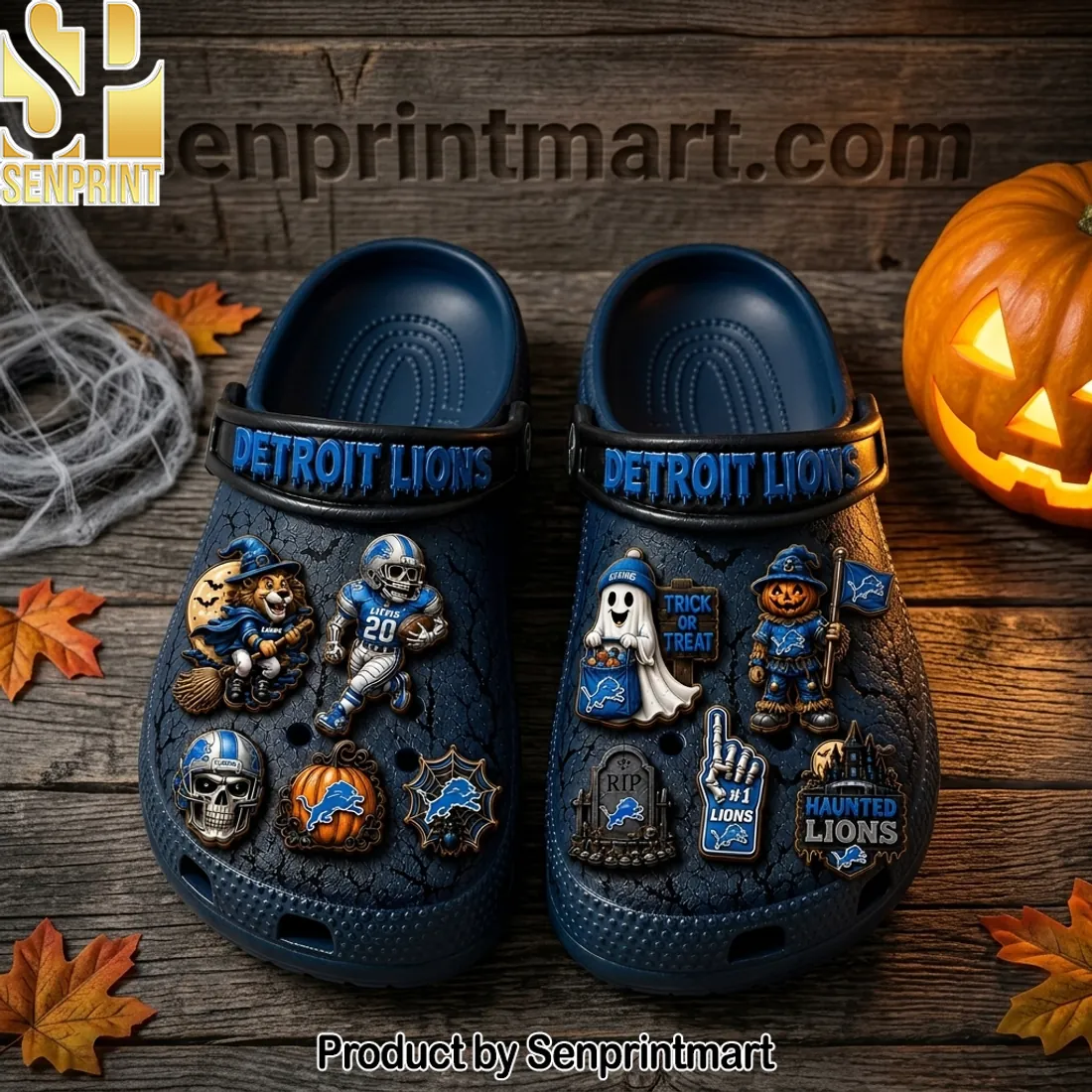 Detroit Lions Haunted Halloween 3D Clogs