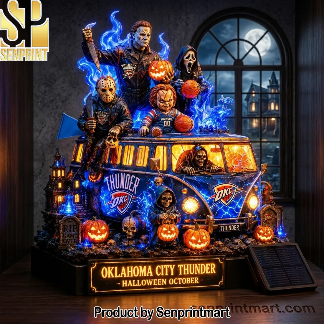 Oklahoma City Thunder Halloween Horror Solar LED Decorative Display