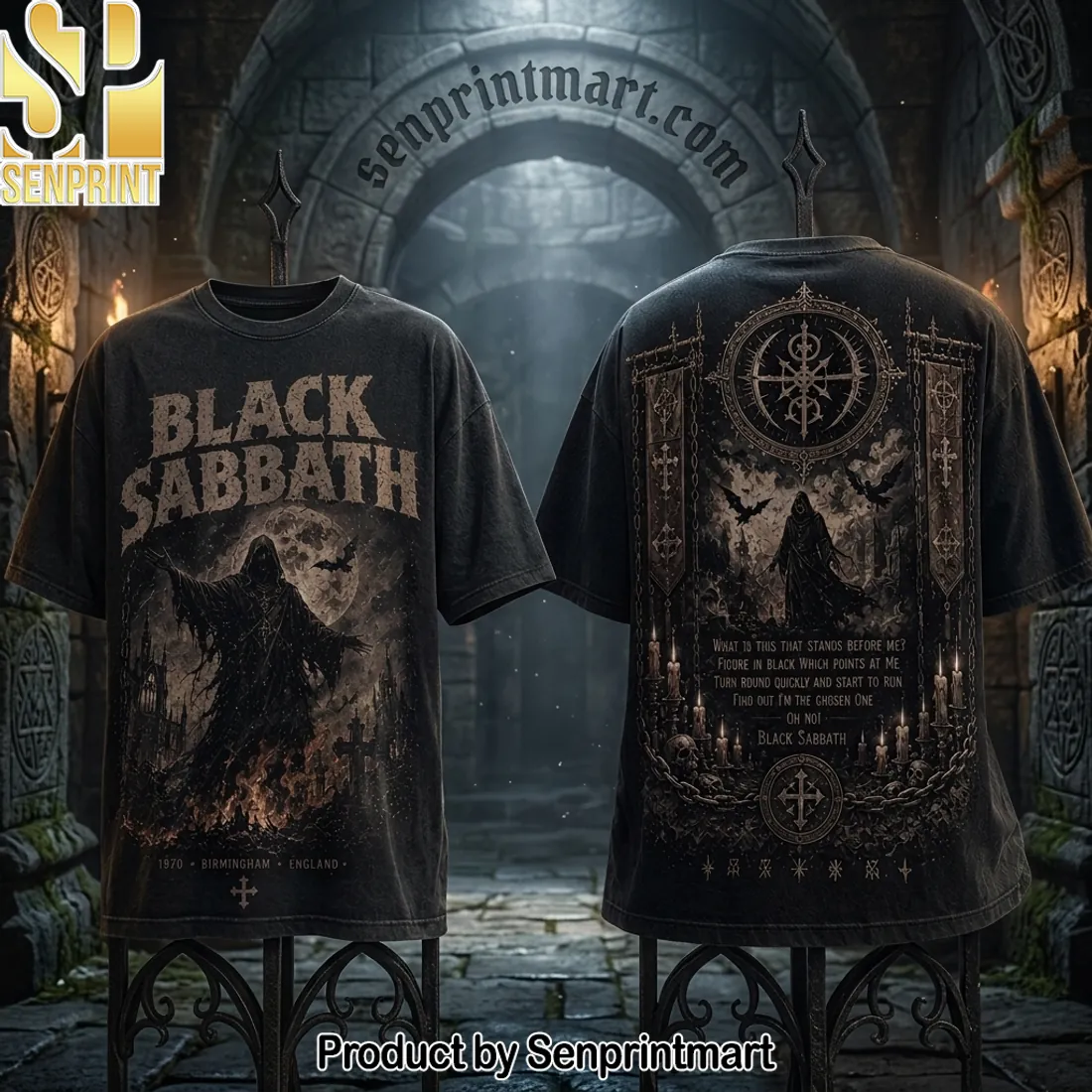 Black Sabbath 1970 Birmingham England Vintage Gothic Graphic T-Shirt
