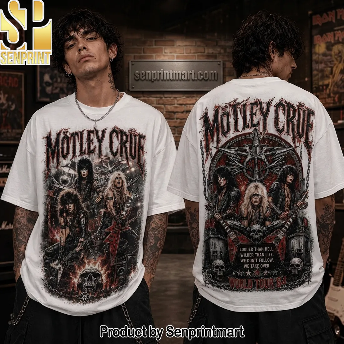 Motley Crue World Tour 84 Vintage Graphic Rock T-Shirt
