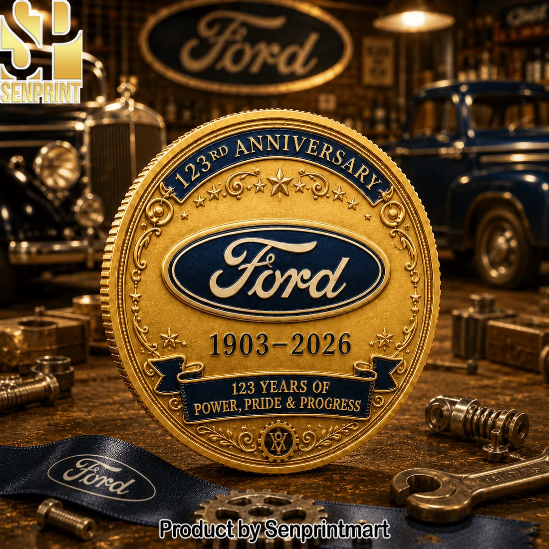 Ford 123rd Anniversary 1903-2026 Gold Embossed V8 Model T Vintage Car Collectible Commemorative Coin Ford 123rd Anniversary 1903-2026 Gold Embossed V8 Model T Vintage Car Collectible Commemorative Coin