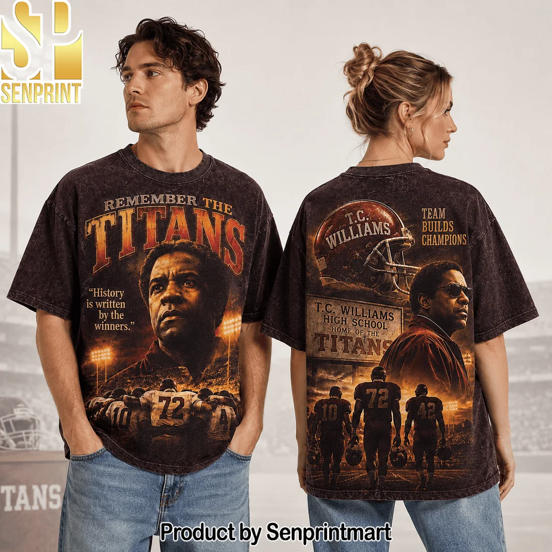 Remember The Titans T.C. Williams High School Vintage Wash Retro Football Movie Graphic T-Shirt Remember The Titans T.C. Williams High School Vintage Wash Retro Football Movie Graphic T-Shirt