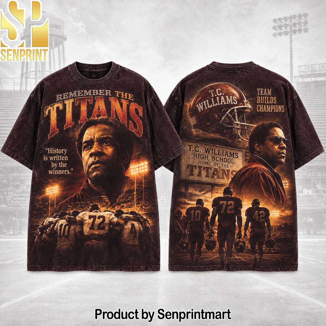 Remember The Titans T.C. Williams High School Vintage Wash Retro Football Movie Graphic T-Shirt Remember The Titans T.C. Williams High School Vintage Wash Retro Football Movie Graphic T-Shirt