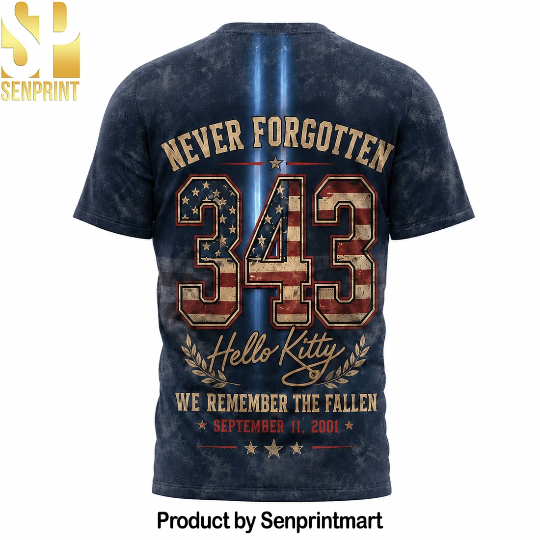 Hello Kitty September 11 Never Forgotten Memorial Twin Towers 343 Tribute Patriotic 3D T-Shirt Hello Kitty September 11 Never Forgotten Memorial Twin Towers 343 Tribute Patriotic 3D T-Shirt