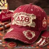 Delta Sigma Theta DST Sorority 1913 Elephant Vintage Distressed Crimson Embroidered Baseball Cap