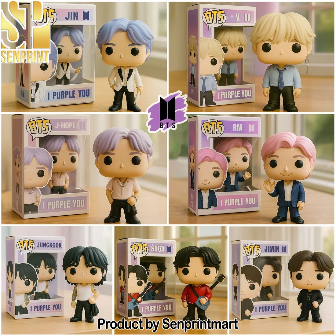 BTS K-Pop Chibi Member I Purple You Edition Cute Collectible Vinyl Figure