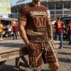 Washington Commanders Vintage 3D All Over Print Men's Summer Casual T-Shirt and Shorts Set