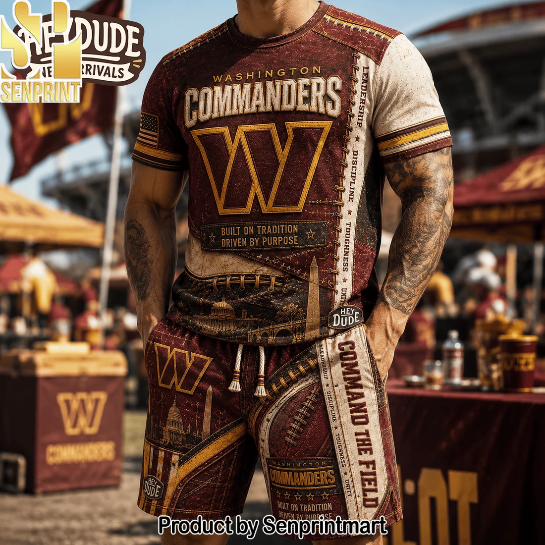 Washington Commanders Vintage 3D All Over Print Men’s Summer Casual T-Shirt and Shorts Set Washington Commanders Vintage 3D All Over Print Men’s Summer Casual T-Shirt and Shorts Set