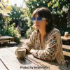 Fleetwood Mac Fan Pride Edition Premium Gold Engraved Rimless Octagonal Blue Lens Unisex Sunglasses