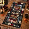 Personalized Classic Horror Book Stack Creepy Reading Nook Gothic Halloween Decor Quilted Table Runner