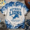 Detroit Lions Vintage Bleach Splash Acid Wash Honolulu Blue Graphic T-Shirt