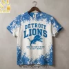 Detroit Lions Vintage Bleach Splash Acid Wash Honolulu Blue Graphic T-Shirt