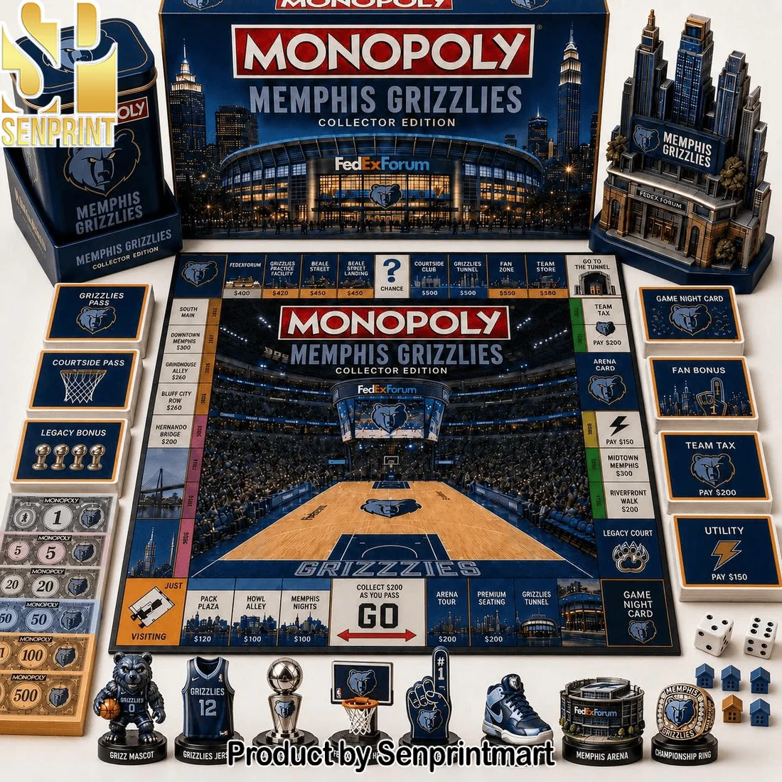 Memphis Grizzlies NBA Monopoly Collector’s Edition Premium Board Game Memphis Grizzlies NBA Monopoly Collector’s Edition Premium Board Game