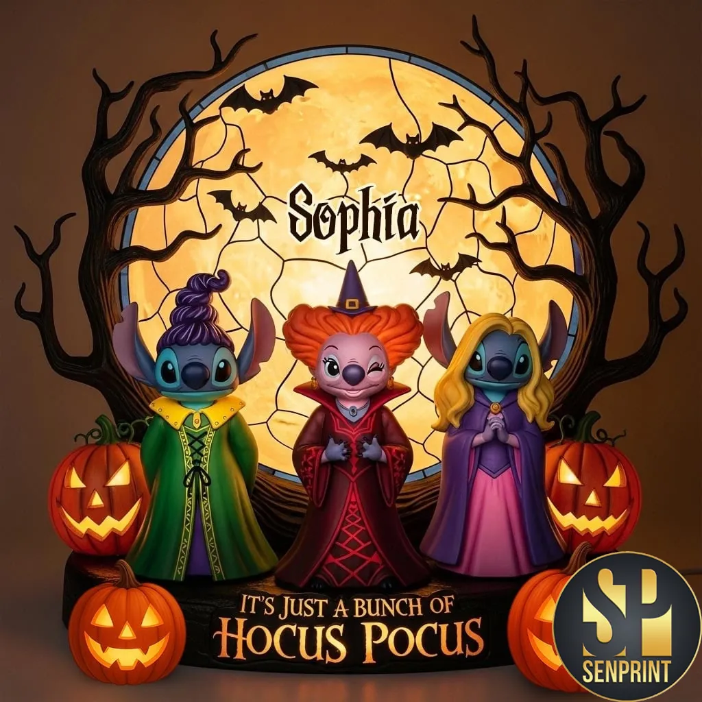 Personalized Stitch Sanderson Sisters Its Just A Bunch Of Hocus Pocus Light Up Acrylic Ornament
