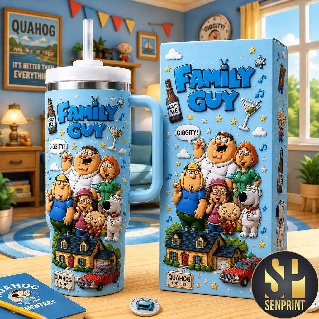 Family Guy Quahog Est 1999 3D Cartoon Insulated Tumbler
