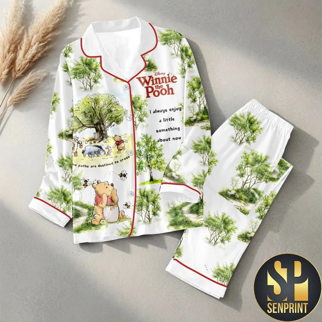 Disney Winnie the Pooh I Always Enjoy a Little Something Satin Pajama Set