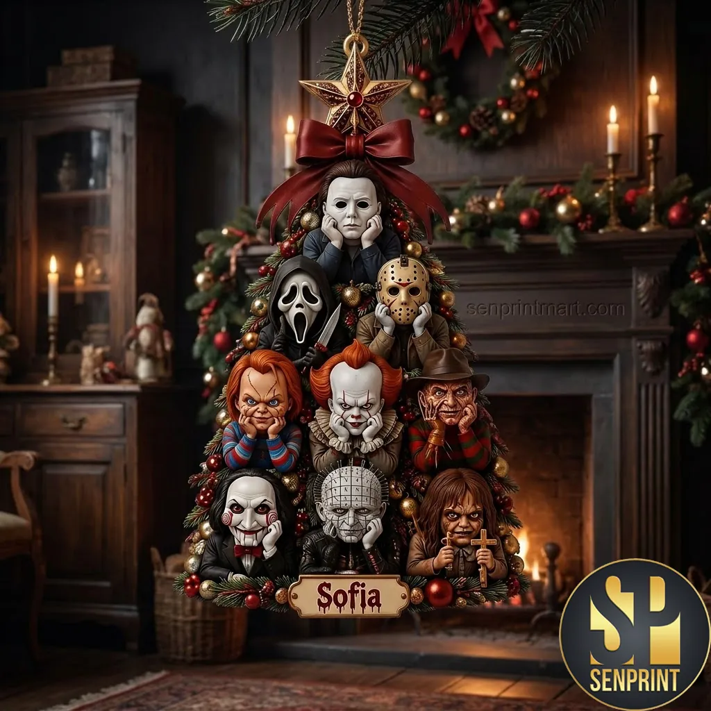 Personalized Horror Movie Villains Christmas Tree Ornament