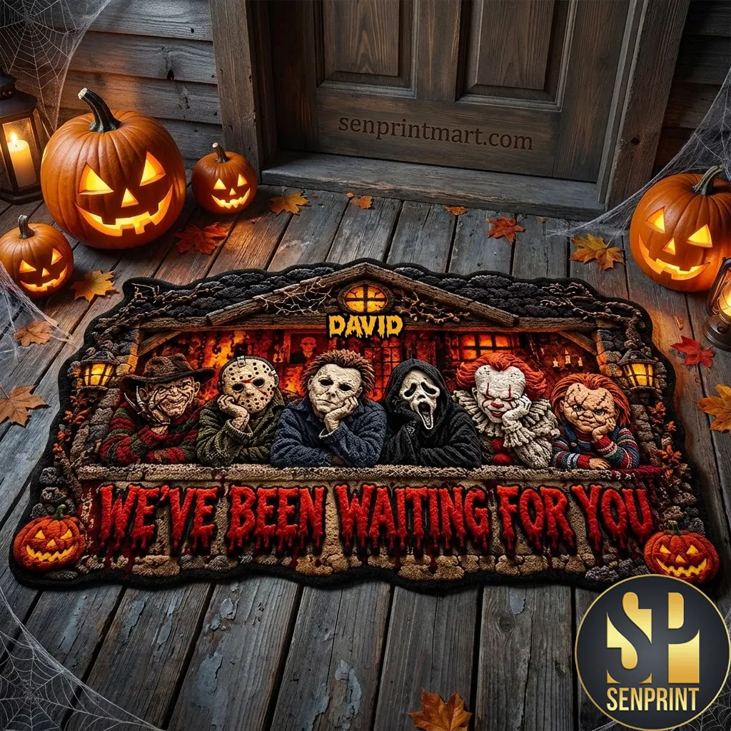 Personalized We’ve Been Waiting For You Horror Movie Halloween Doormat