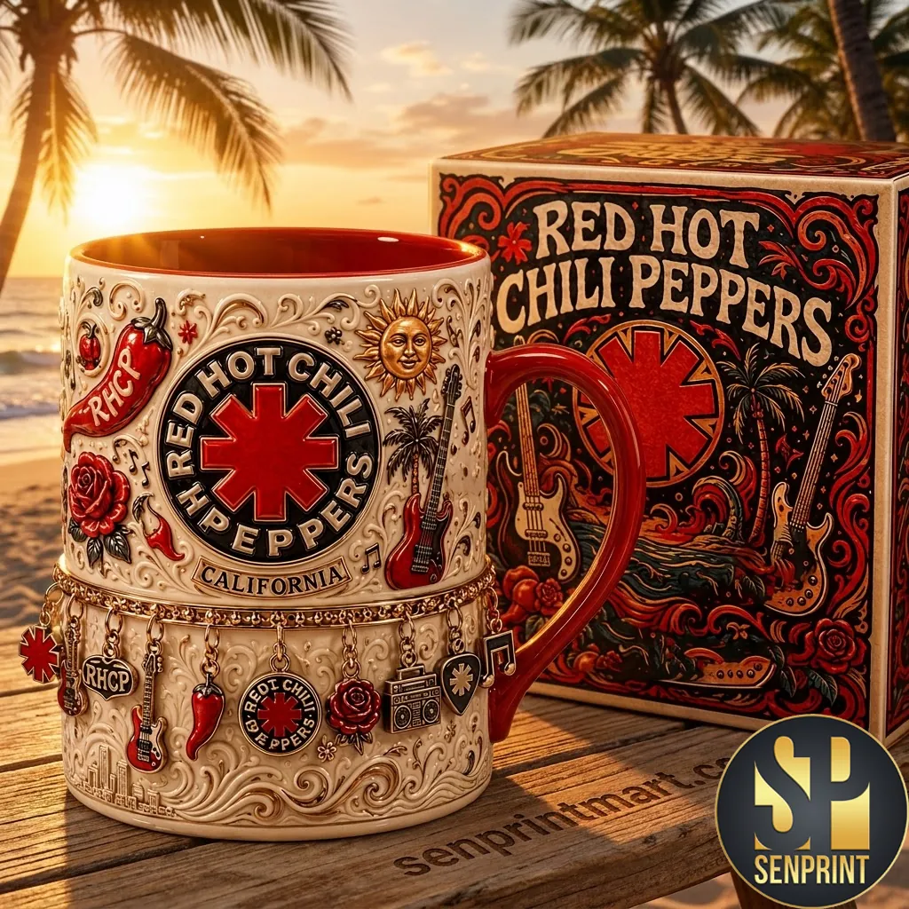 Red Hot Chili Peppers California 3D Embossed Collectible Ceramic Mug