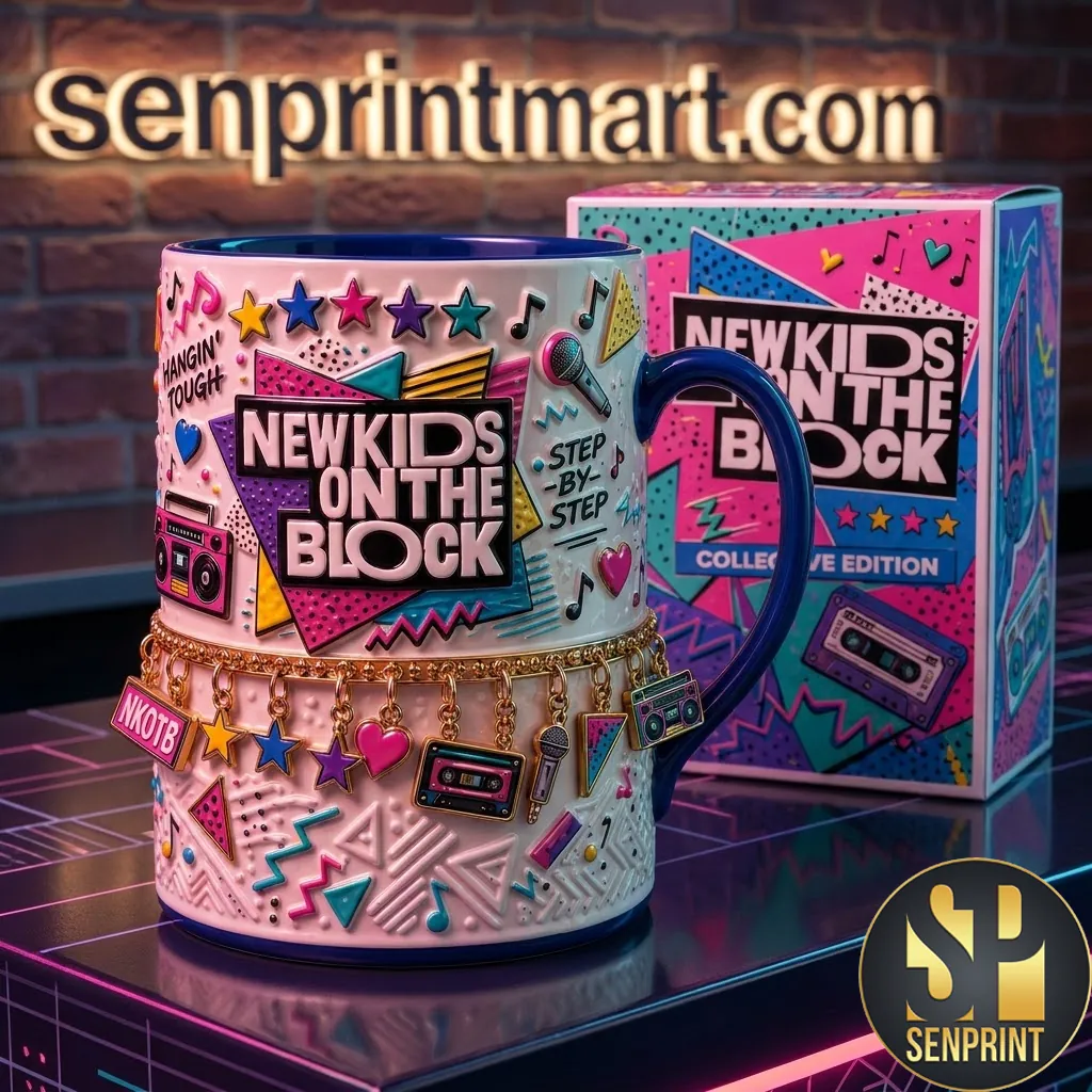 New Kids On The Block NKOTB 3D Embossed Retro Charm Ceramic Mug