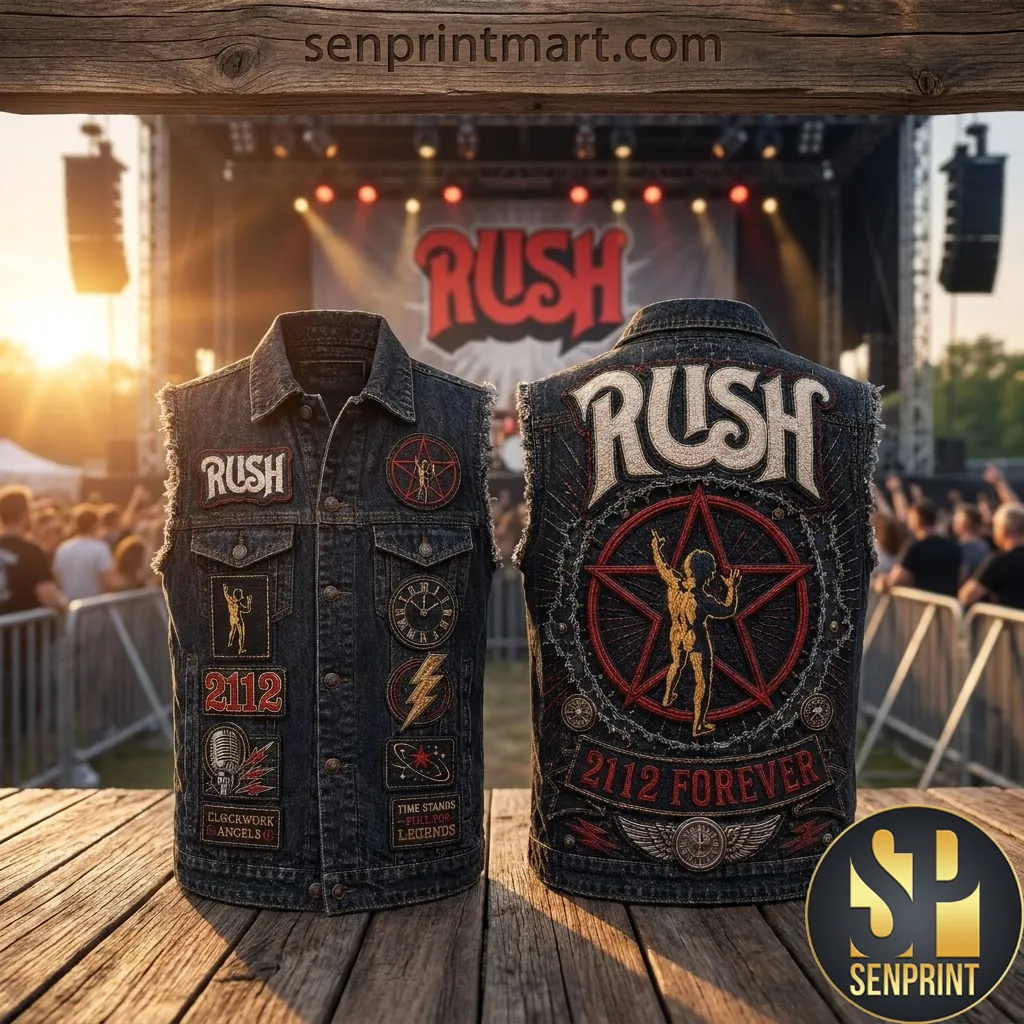 Rush 2112 Forever Starman Vintage Rock Band Denim Vest