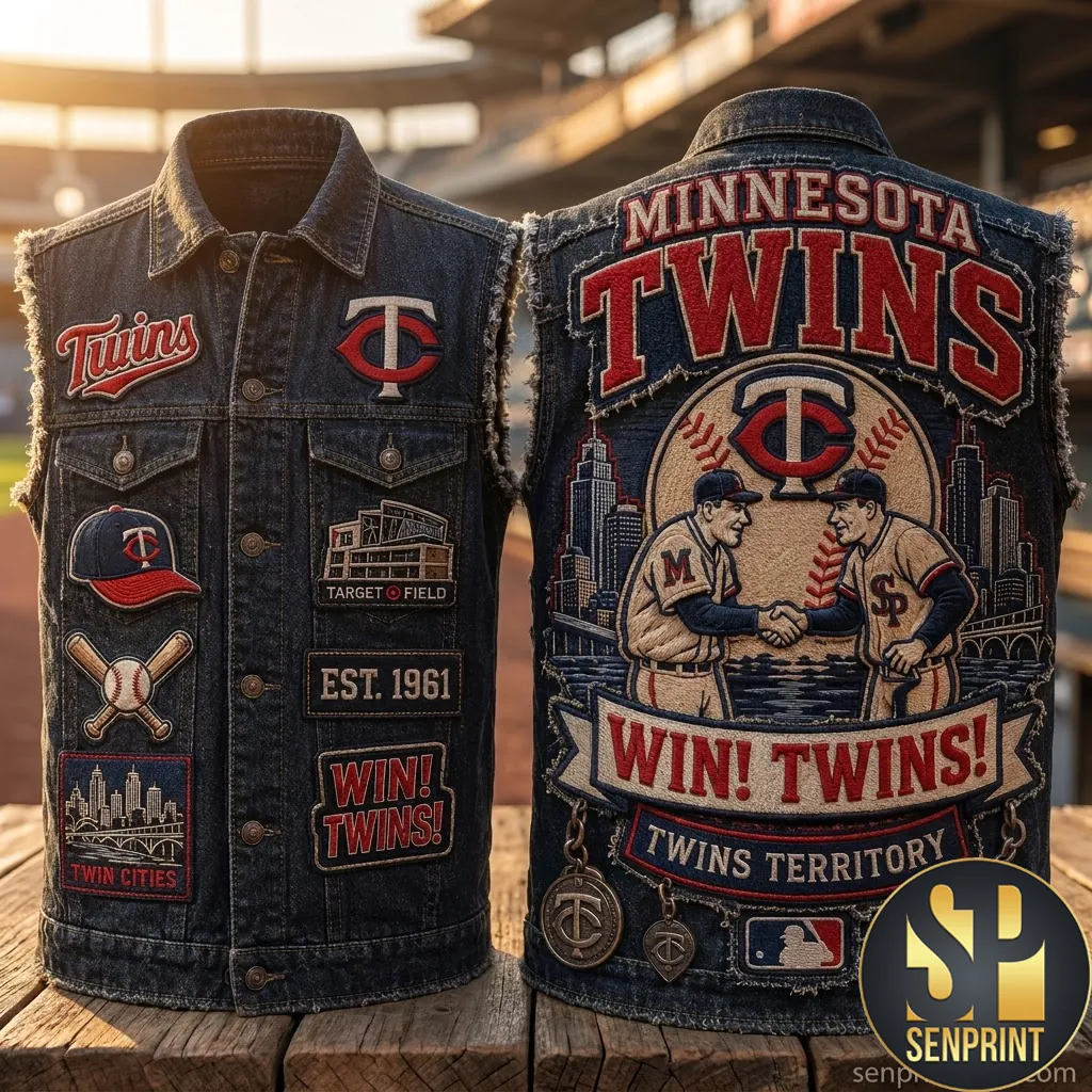 Minnesota Twins Est 1961 Vintage Embroidered Patch Denim Vest