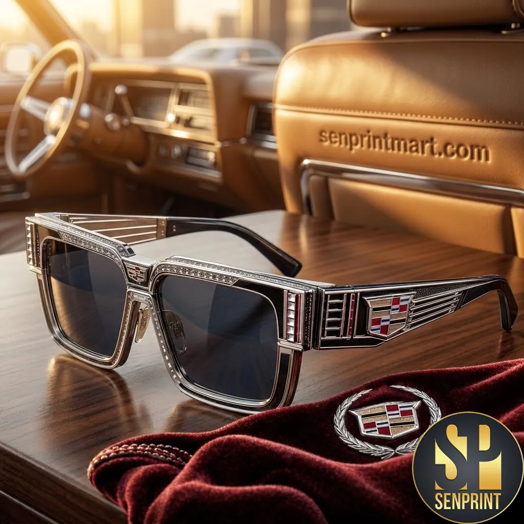Cadillac Luxury Retro Square Rhinestone Sunglasses