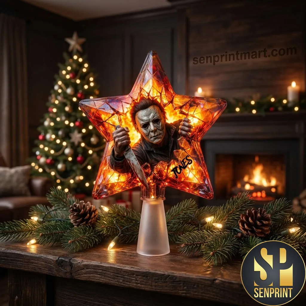 Personalized Michael Myers Horror Movie Light Up Christmas Tree Topper
