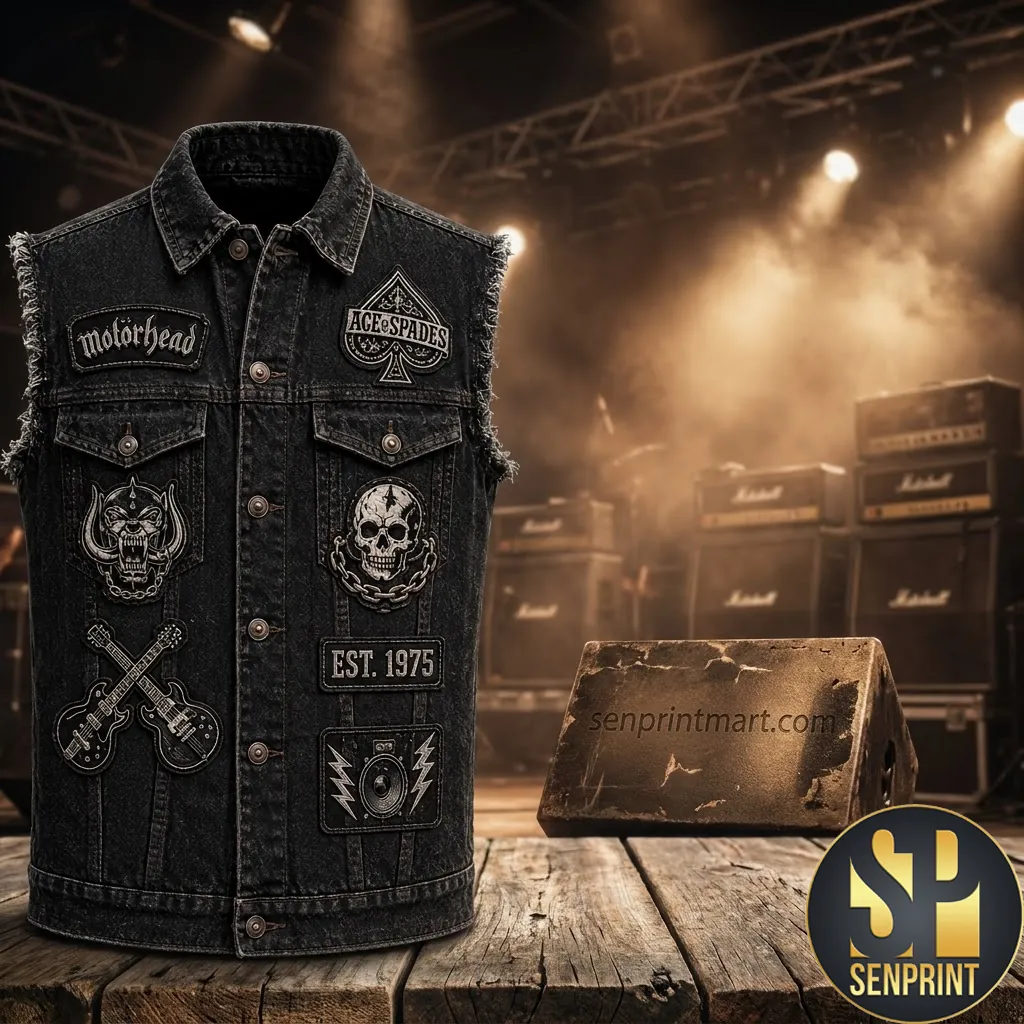 Motorhead Ace of Spades Vintage Heavy Metal Patched Denim Vest