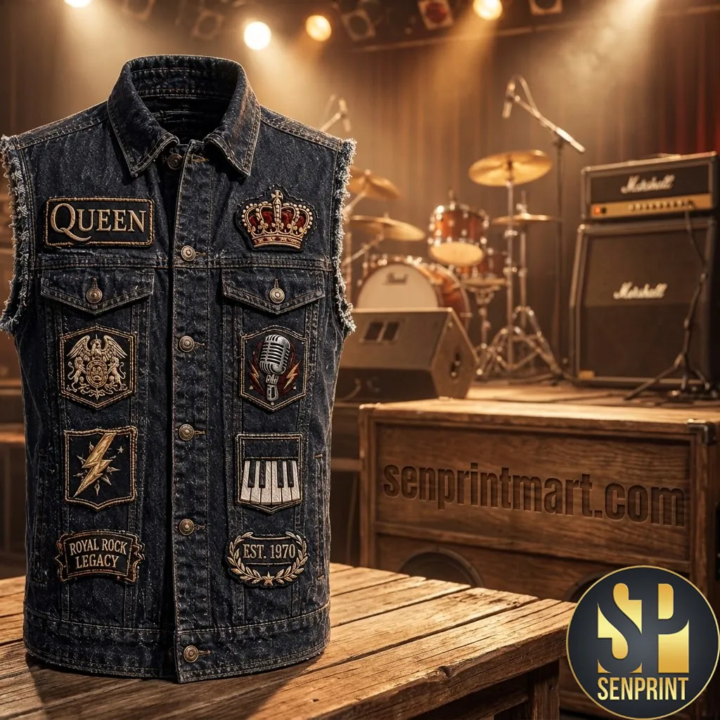 Queen Royal Rock Legacy Vintage Patched Denim Vest