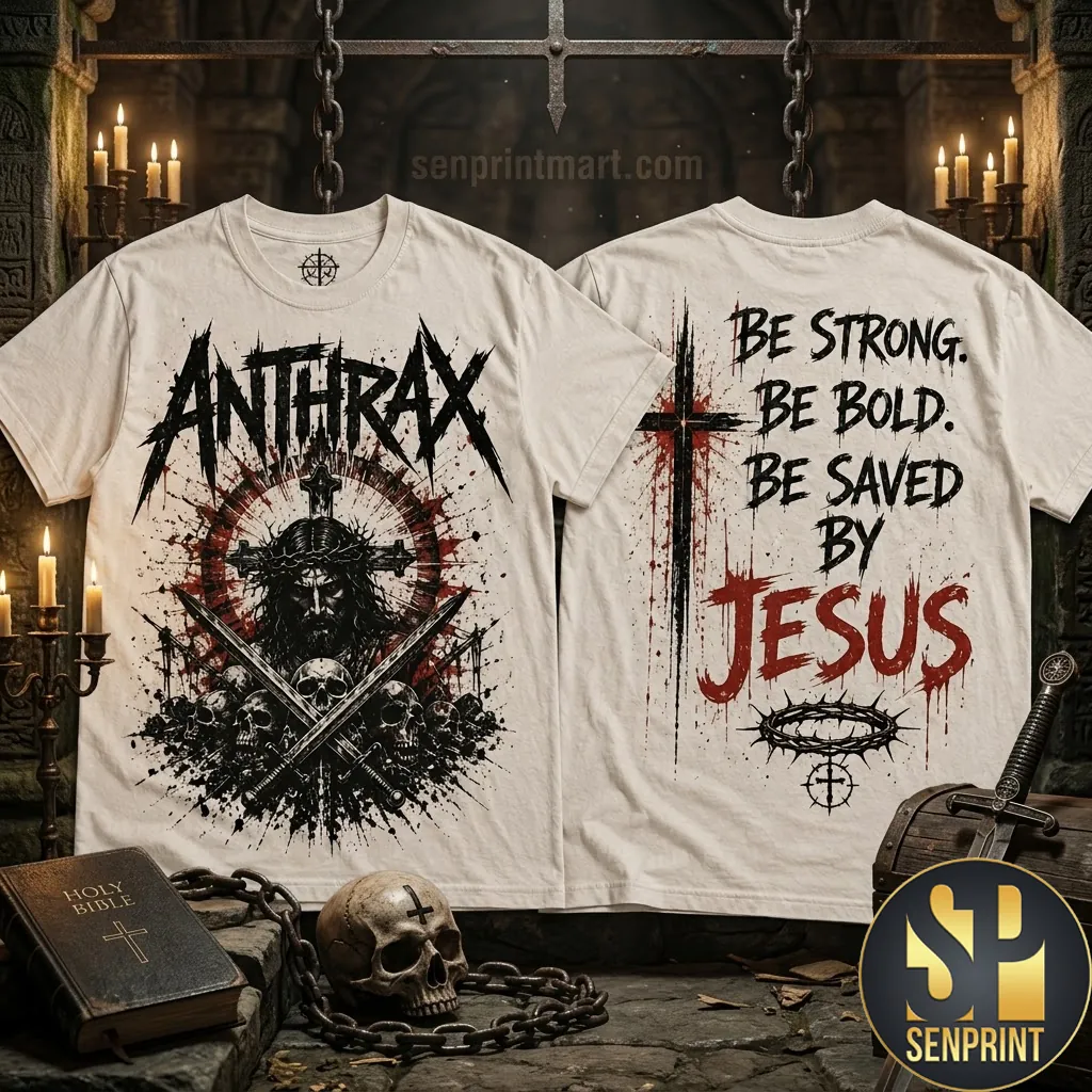 Anthrax Style Be Strong Be Bold Be Saved By Jesus Christian Metal Graphic T-Shirt
