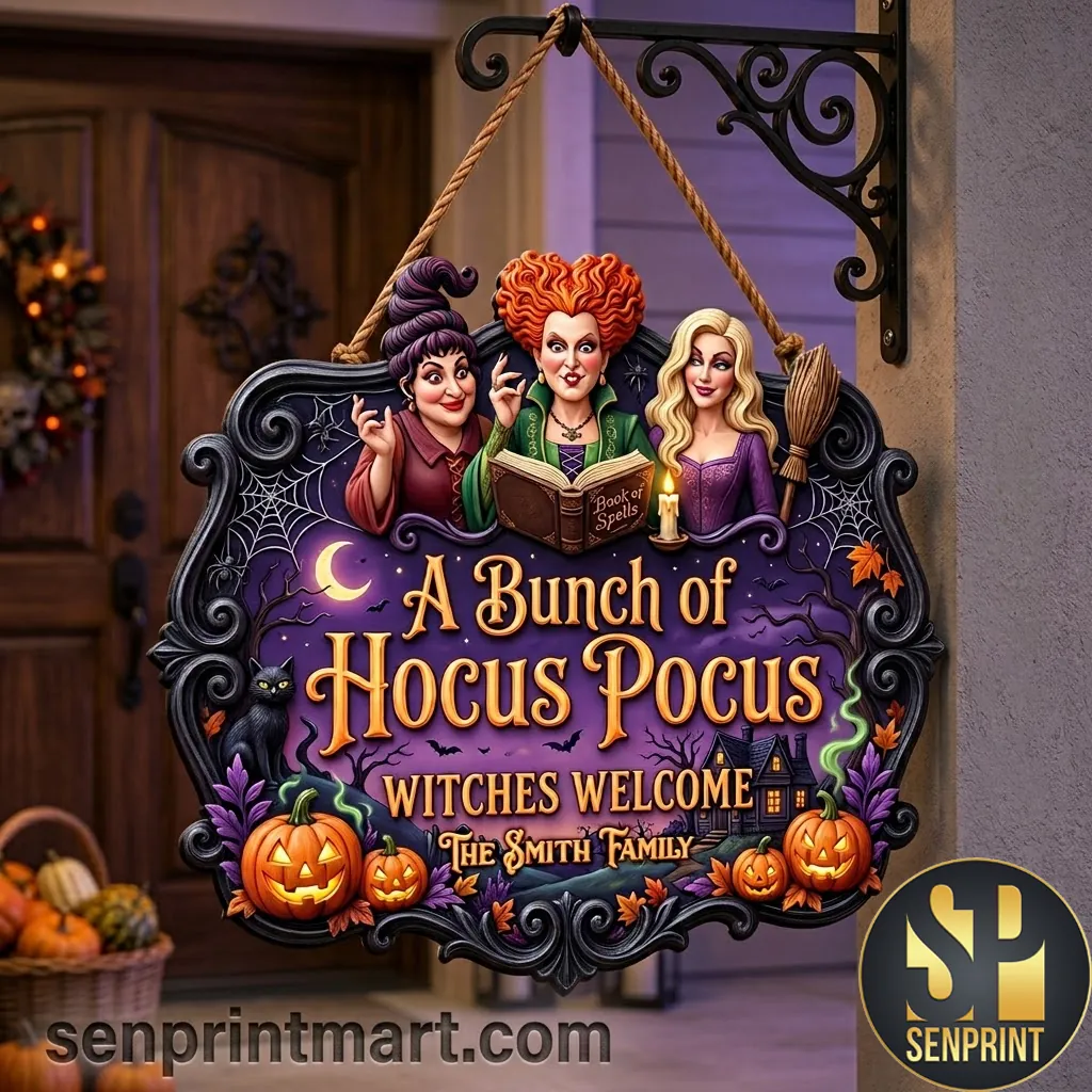 Personalized A Bunch of Hocus Pocus Witches Welcome Halloween Acrylic Sign
