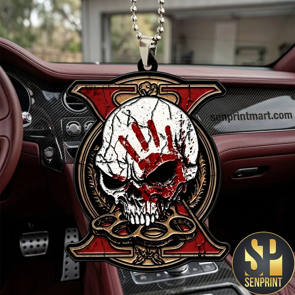 Five Finger Death Punch Knucklehead Skull Custom Shape Acrylic Car Ornament
