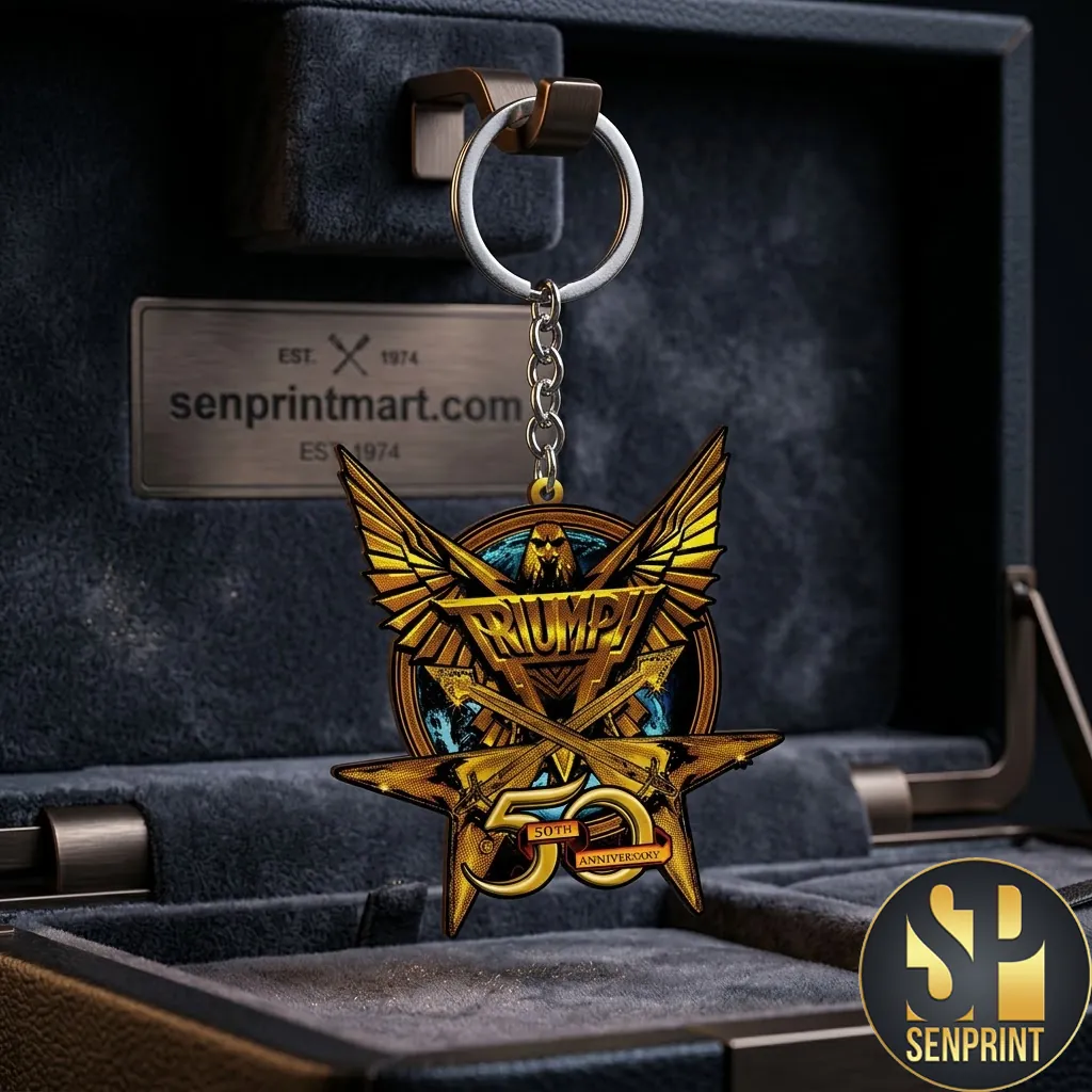 Triumph Band 50th Anniversary Commemorative Gold Eagle Keychain