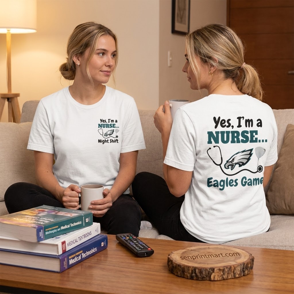 Philadelphia Eagles Halloween Nurse Night Shift Never Misses Game Day Graphic T-Shirt